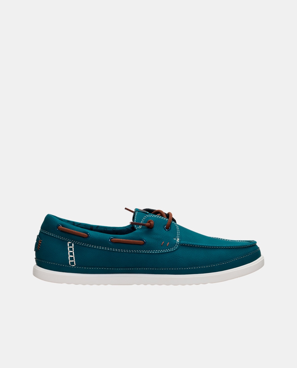 Sapatos Náuticos com Cordões Azul-índigo-1