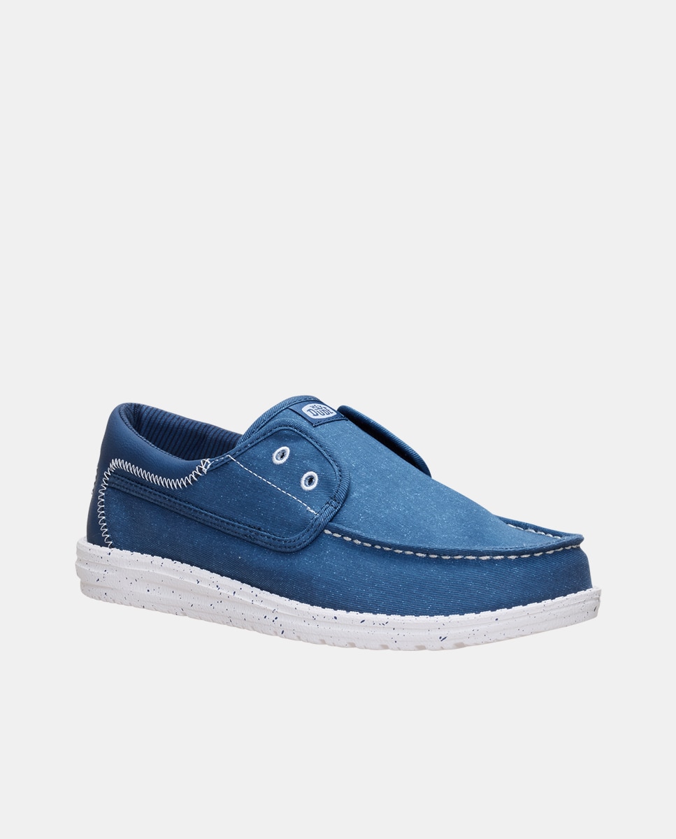 Sapatos Náuticos em Tecido Azul-3