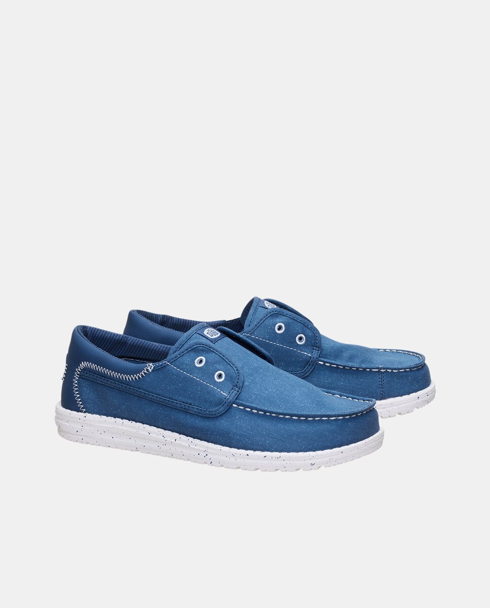 Sapatos Náuticos em Tecido Azul-4