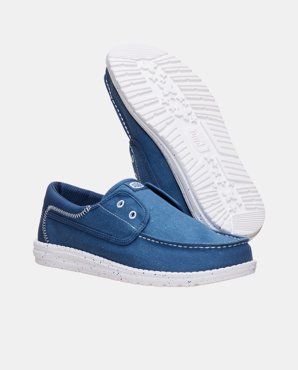 Sapatos Náuticos em Tecido Azul-5