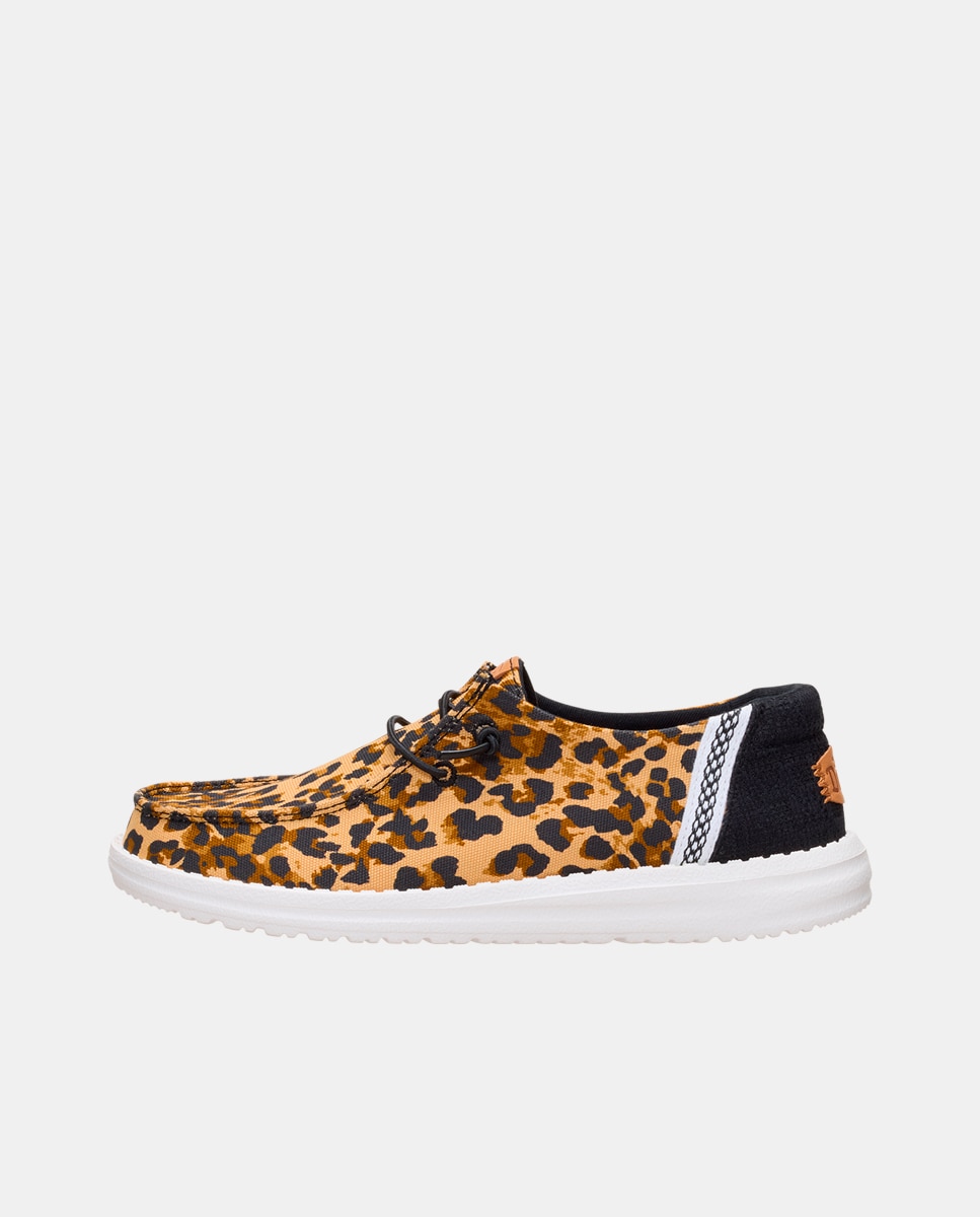Sapatos de Cordões em Tecido Animal Print Castanho-2