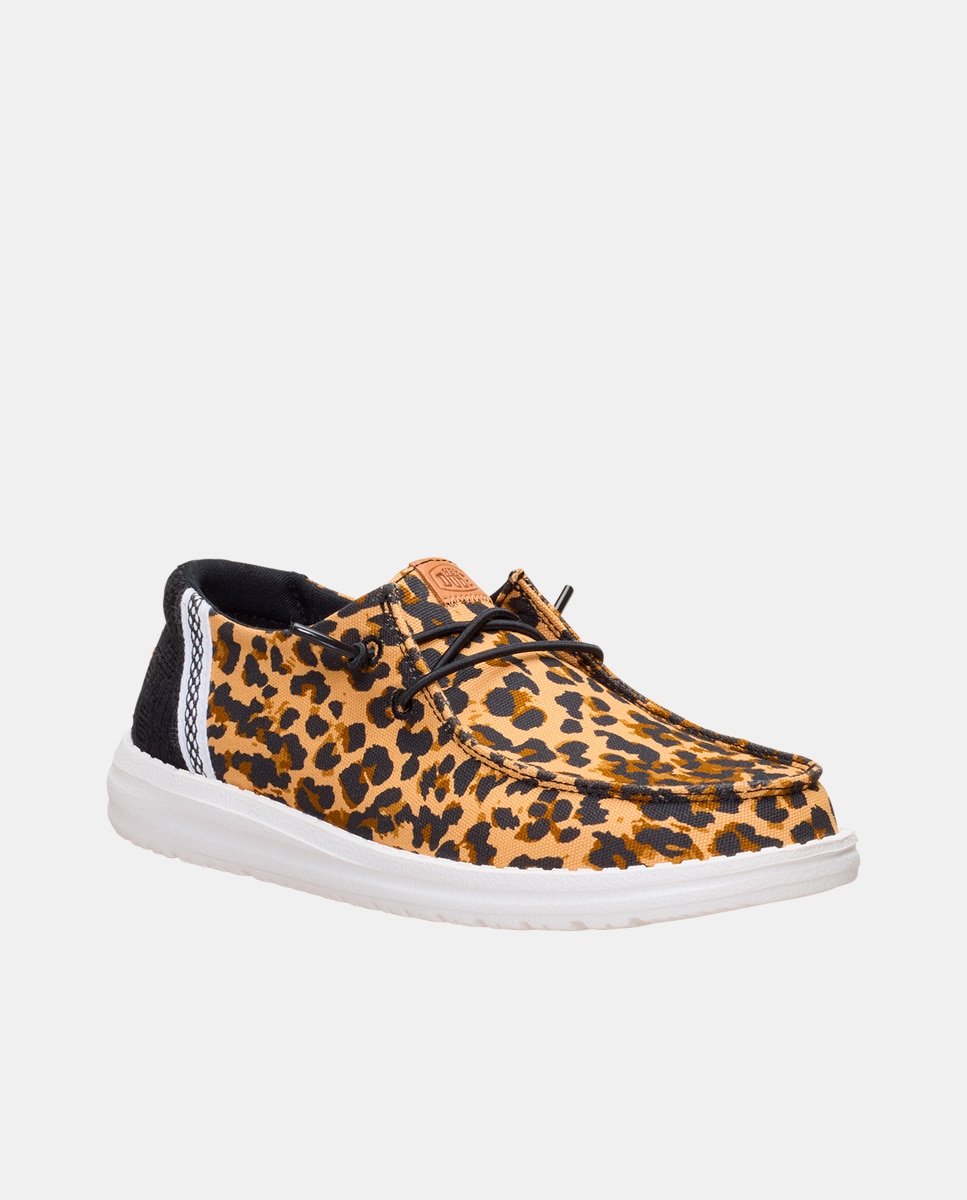 Sapatos de Cordões em Tecido Animal Print Castanho-3