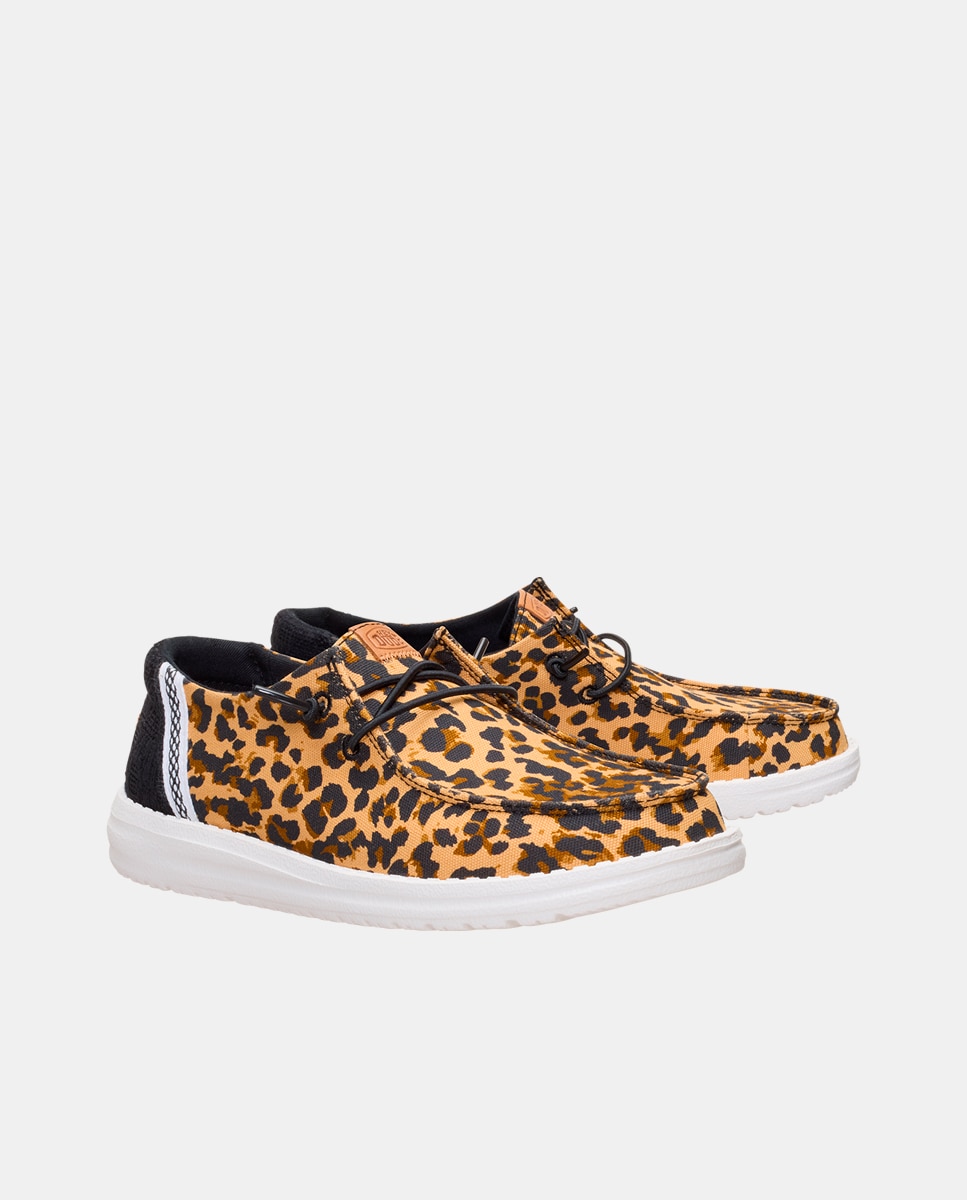 Sapatos de Cordões em Tecido Animal Print Castanho-4