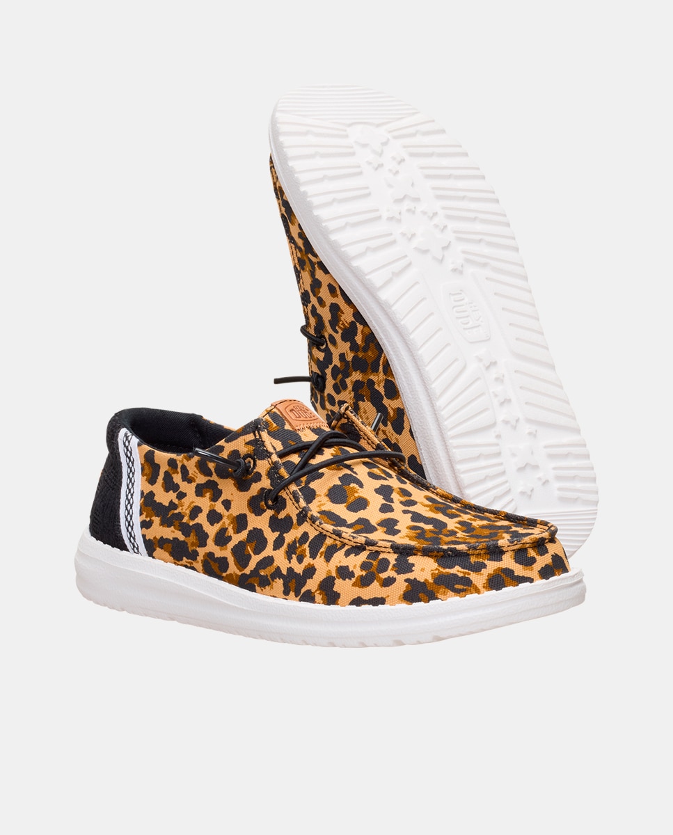 Sapatos de Cordões em Tecido Animal Print Castanho-5