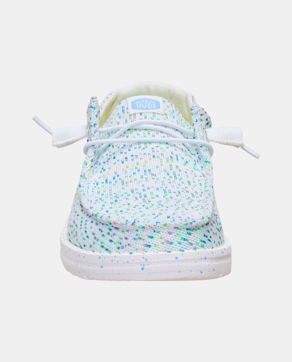 Sapatos de Cordões em Tecido Estampado Azul-claro-6
