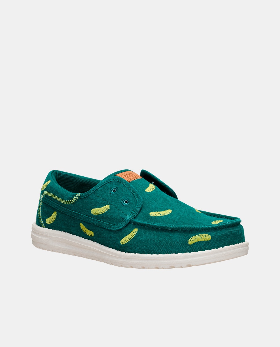 Mocassins em Tecido Bordado Verde-escuro-3