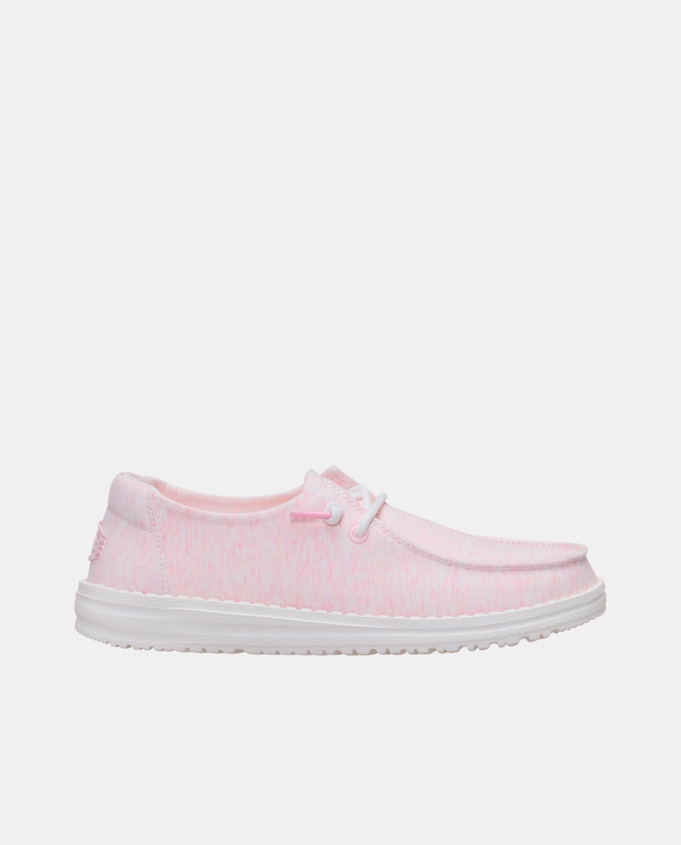 Sapatos de Cordões em Malha Elástica Rosa-pastel-1