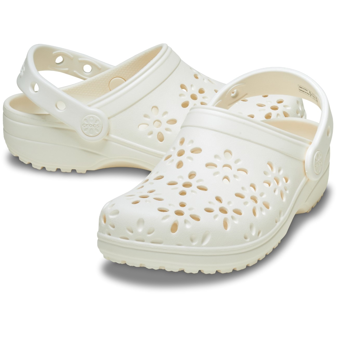 Socas Classic Floral Cut Out Clog U Crocs Branco-2