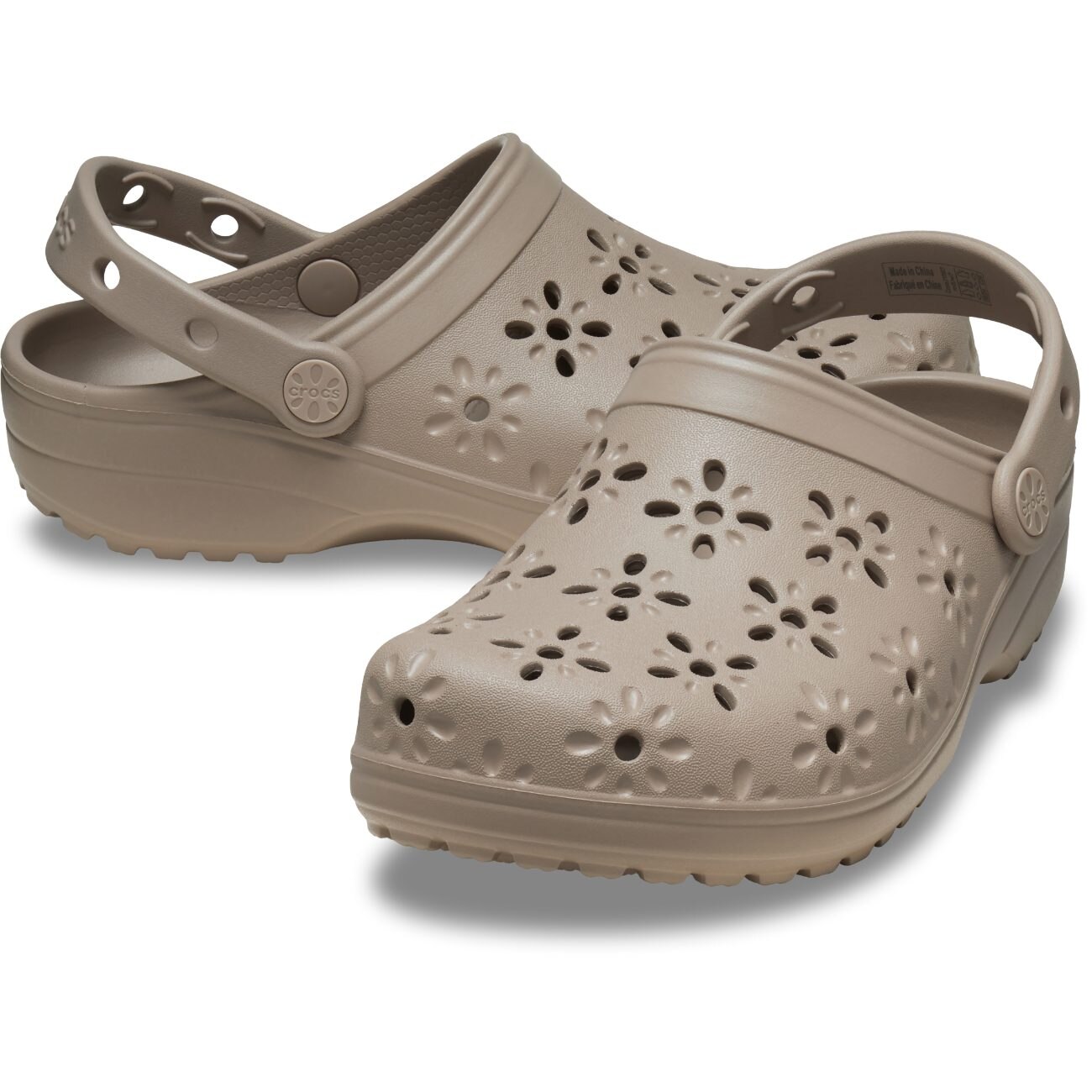 Socas Unissexo Classic Floral Cut Out Clog U Crocs Nude-2