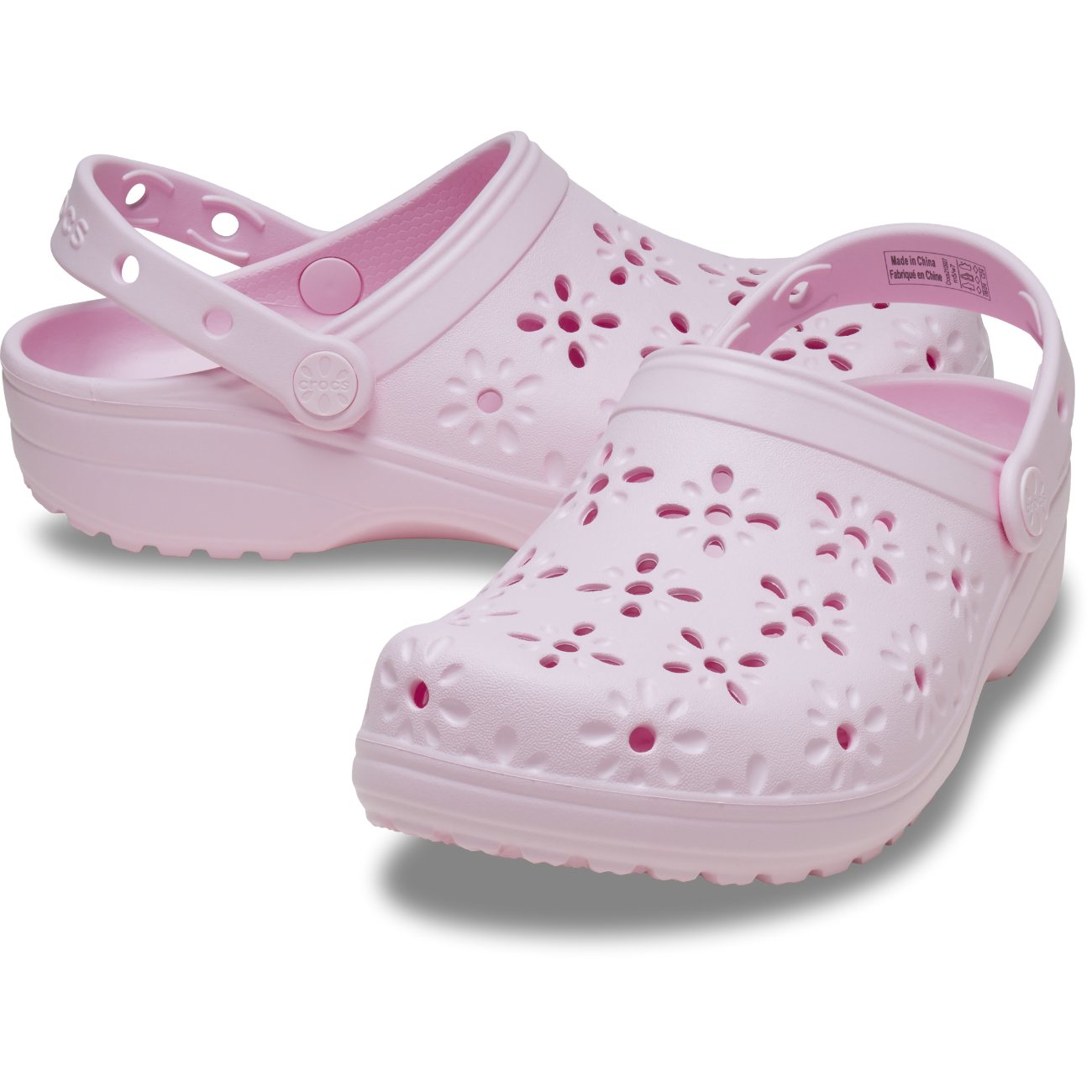 Socas Classic Floral Cut Out Clog U Crocs Rosa-2