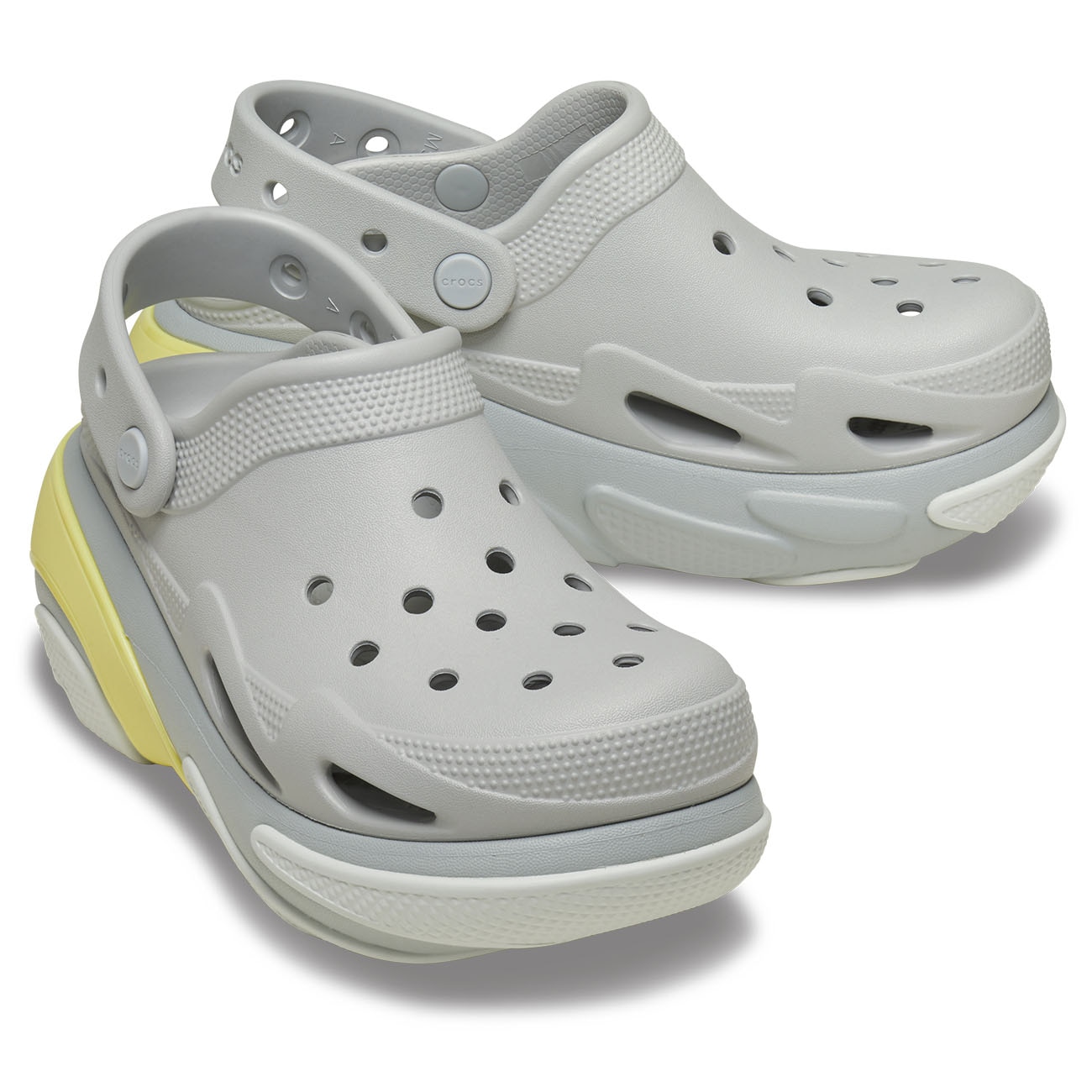 Socas Bubble Crush Clog U Crocs Cinzento / Amarelo-flúor-2