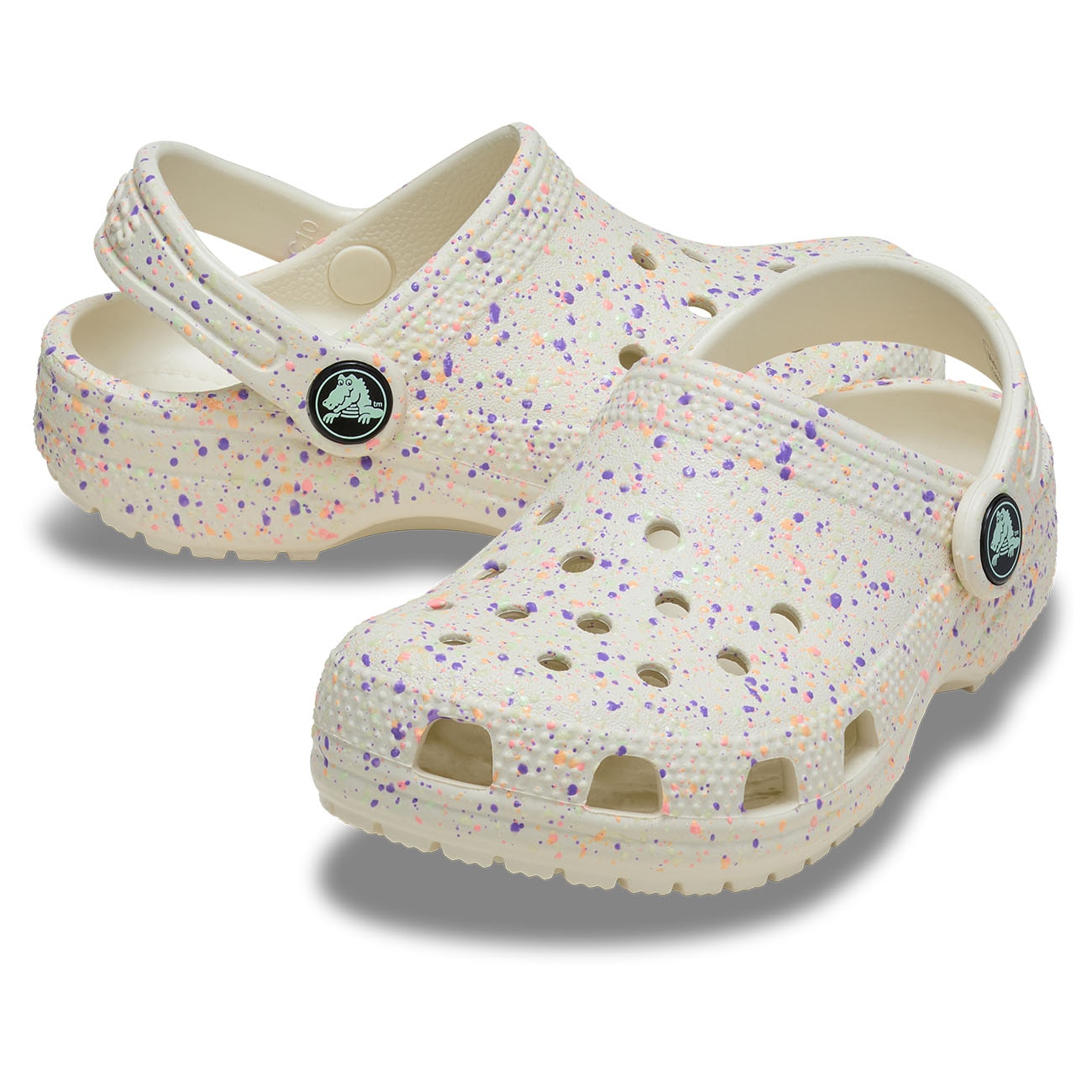 Socas para Bebés Classic Glow Paint Splatter Clog T Crocs Branco-2