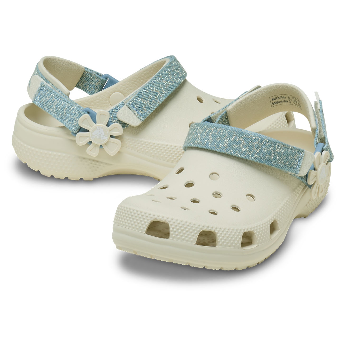 Socas Infantil Classic Dnm Flwr Adj Backstrap Clog K Crocs Branco-2