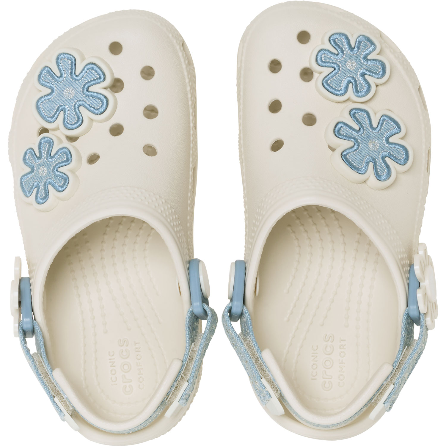 Socas para Bebés Classic Dnm Flwr Adj Backstrap Clog T Crocs Branco-3