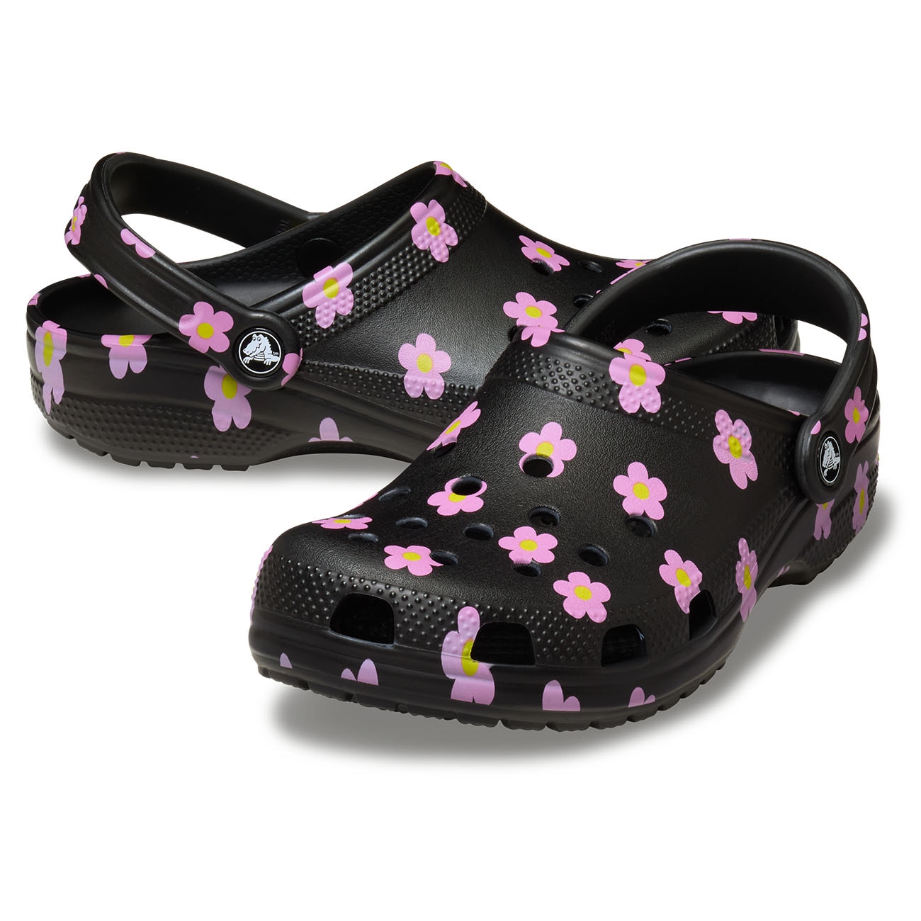 Socas Infantil Classic Flower Clog K Crocs Preto-2
