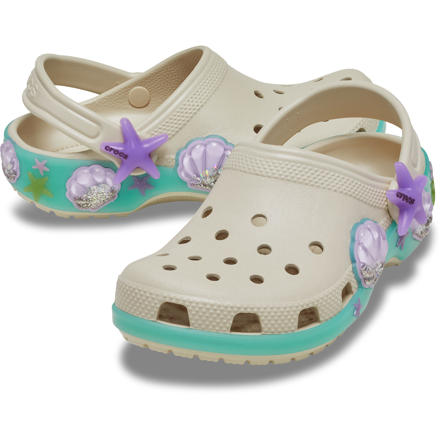 Socas Infantil Classic Sea Sparkle Shaker Clog K Crocs Natural-2