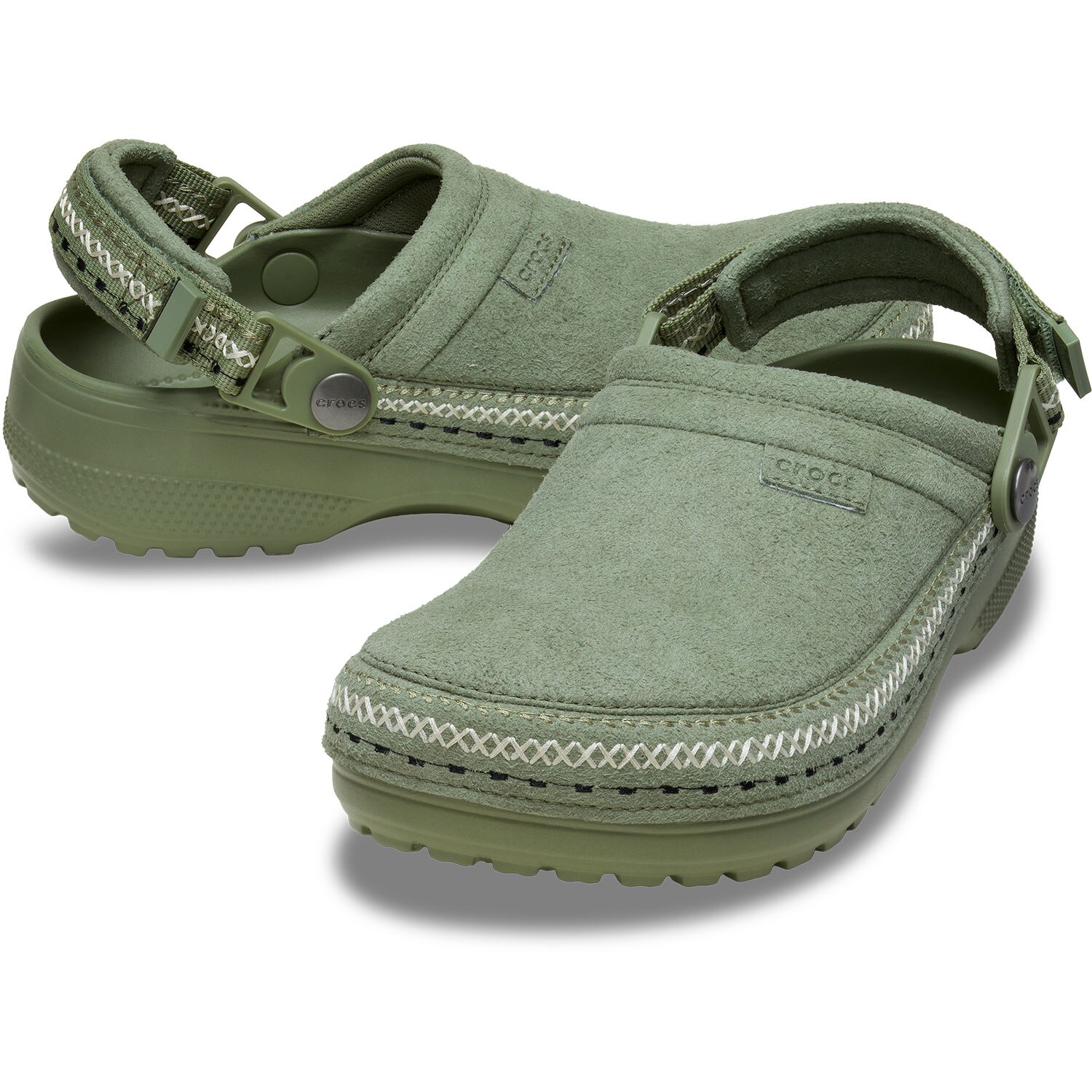 Socas Classic Crafted Vegan Suede Stitch Clog U Crocs Verde-2