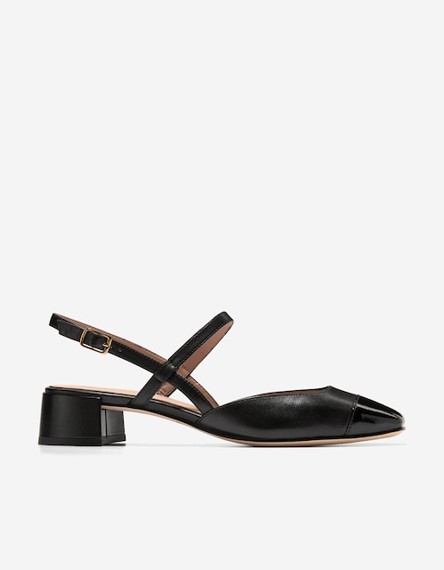 Imagem 0 de Sapatos de Salto com o Calcanhar Aberto Confecionados em Pele