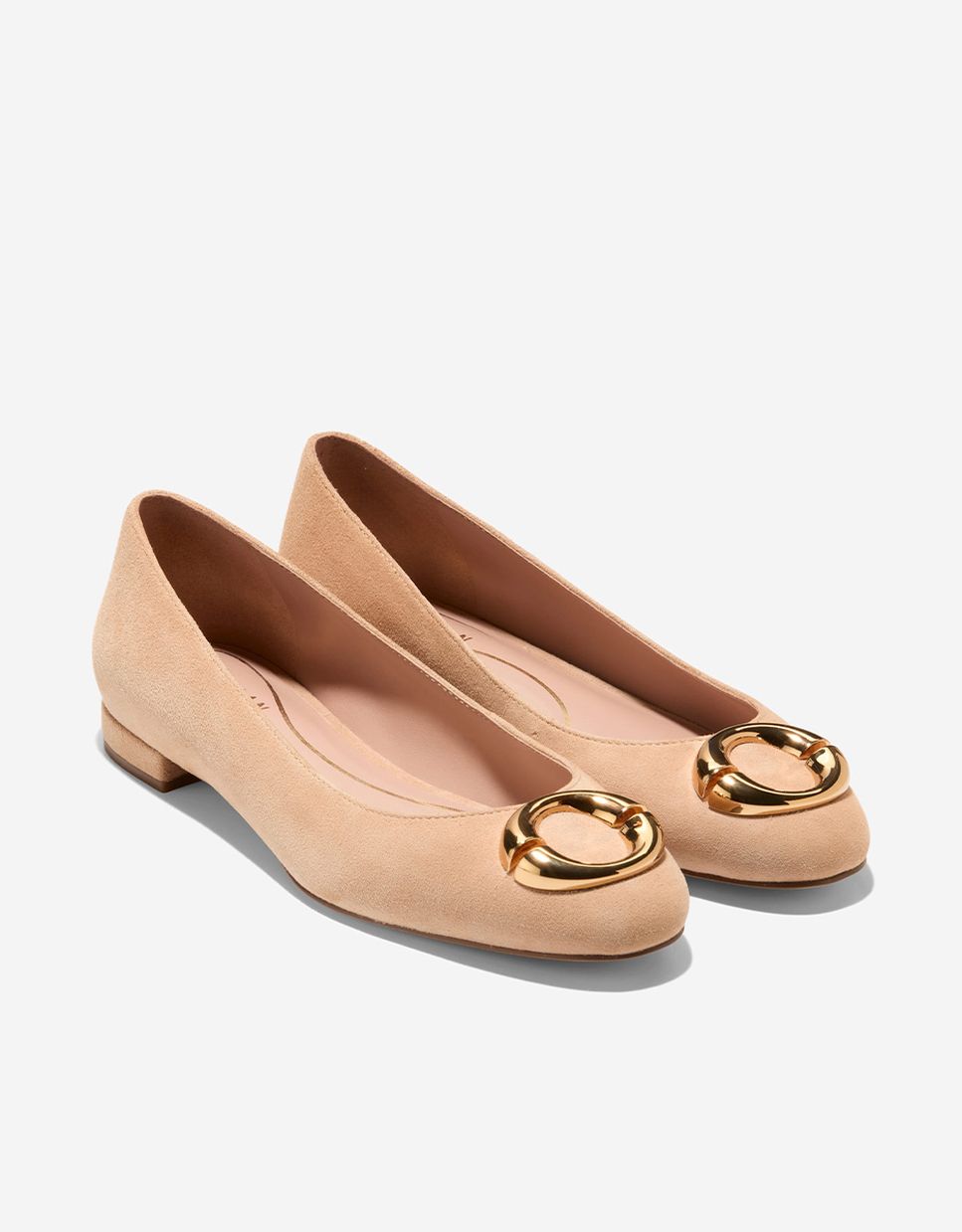 Sabrinas Rasas com Detalhe Dourado Bege-4