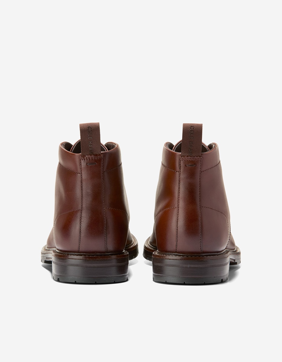 Botins Confecionados em Couro Impermeável Castanho-3