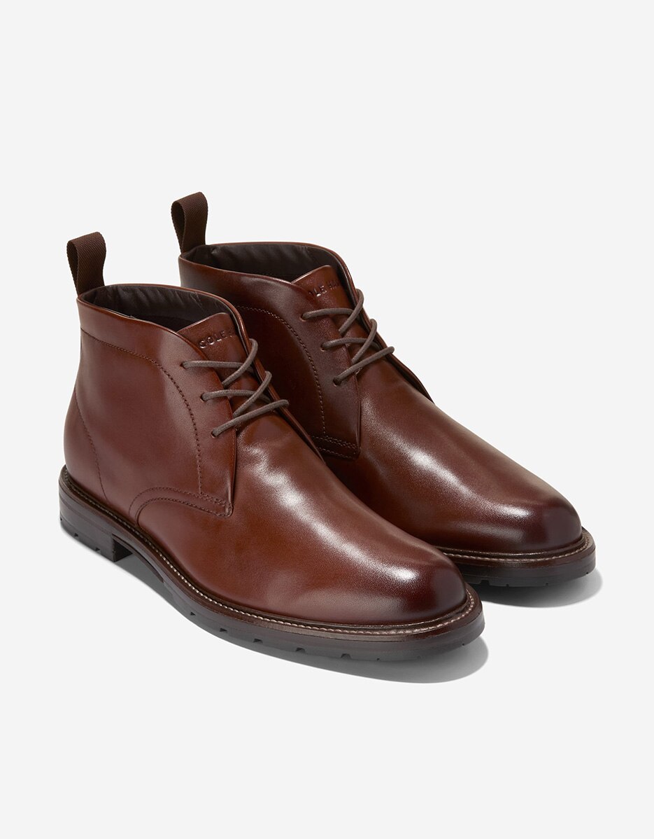 Botins Confecionados em Couro Impermeável Castanho-4