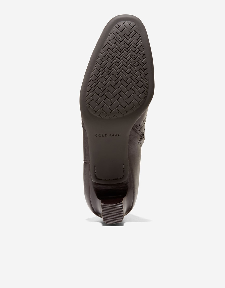 Botins de Salto em Pele com Fecho Zip Castanho-6