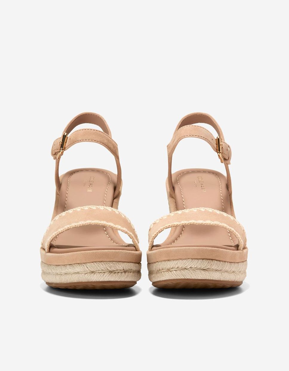 Alpercatas de Cunhas Confecionadas em Pele Bege-2