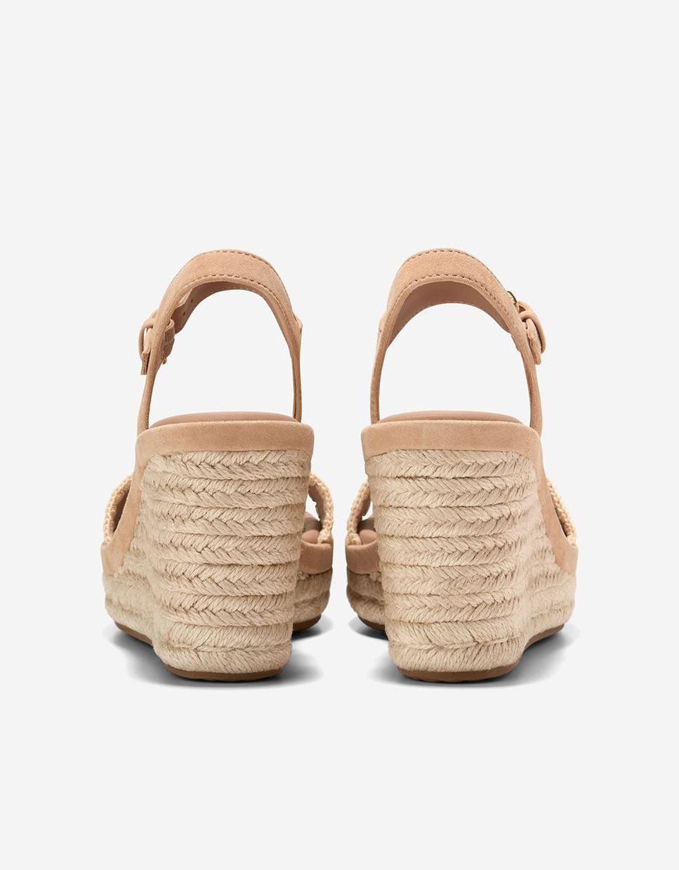 Alpercatas de Cunhas Confecionadas em Pele Bege-3