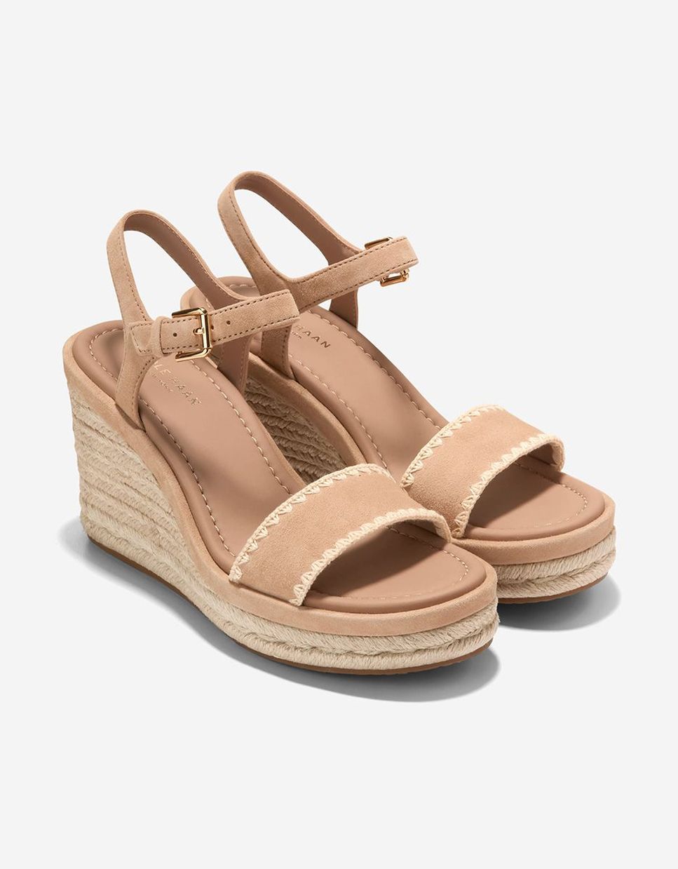 Alpercatas de Cunhas Confecionadas em Pele Bege-4