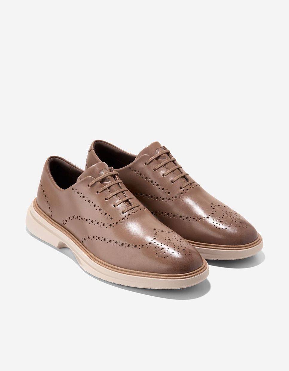 Sapatos Oxford Confecionados em Pele Castanho-claro-4