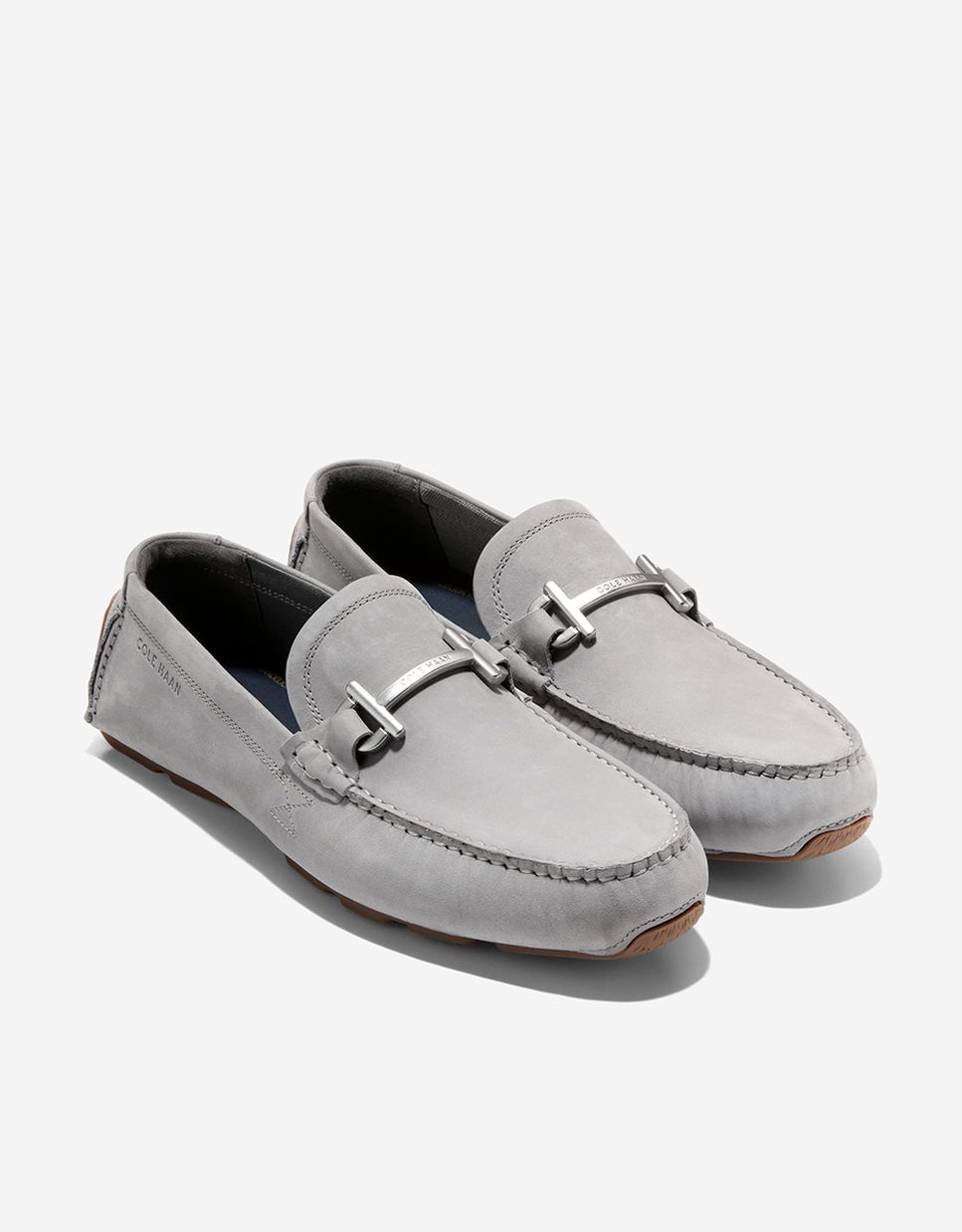 Mocassins Tipo Driver Confecionados em Pele Cinzento-4