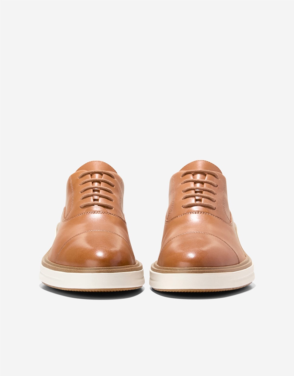 Sapatos de Cordões Oxford Confecionados em Pele Castanho-claro-2