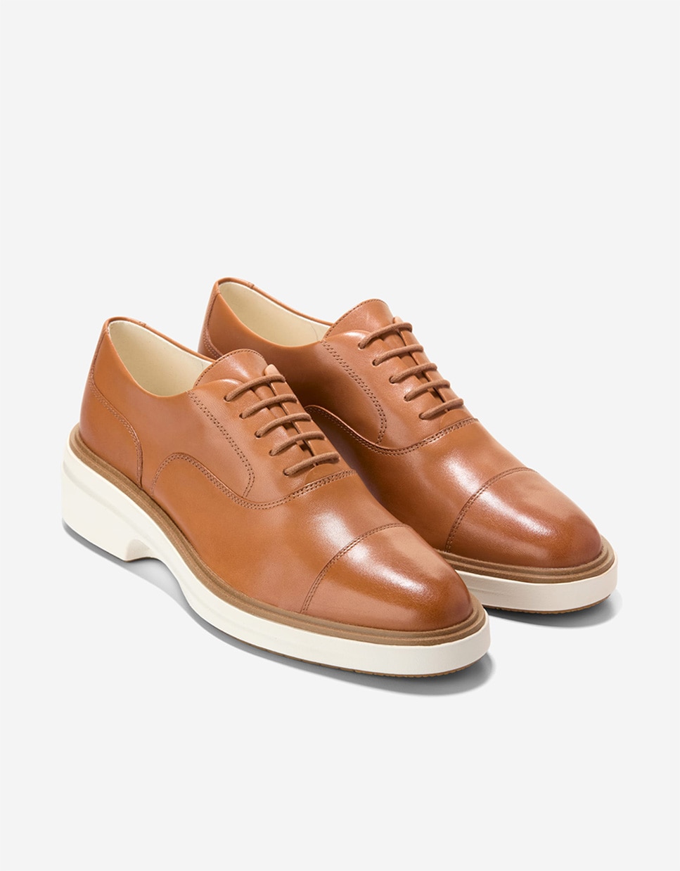 Sapatos de Cordões Oxford Confecionados em Pele Castanho-claro-4