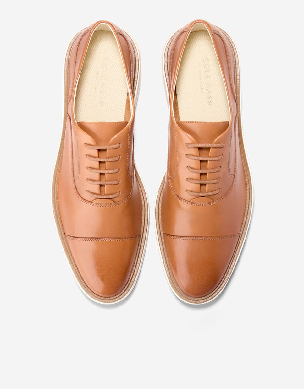 Sapatos de Cordões Oxford Confecionados em Pele Castanho-claro-5