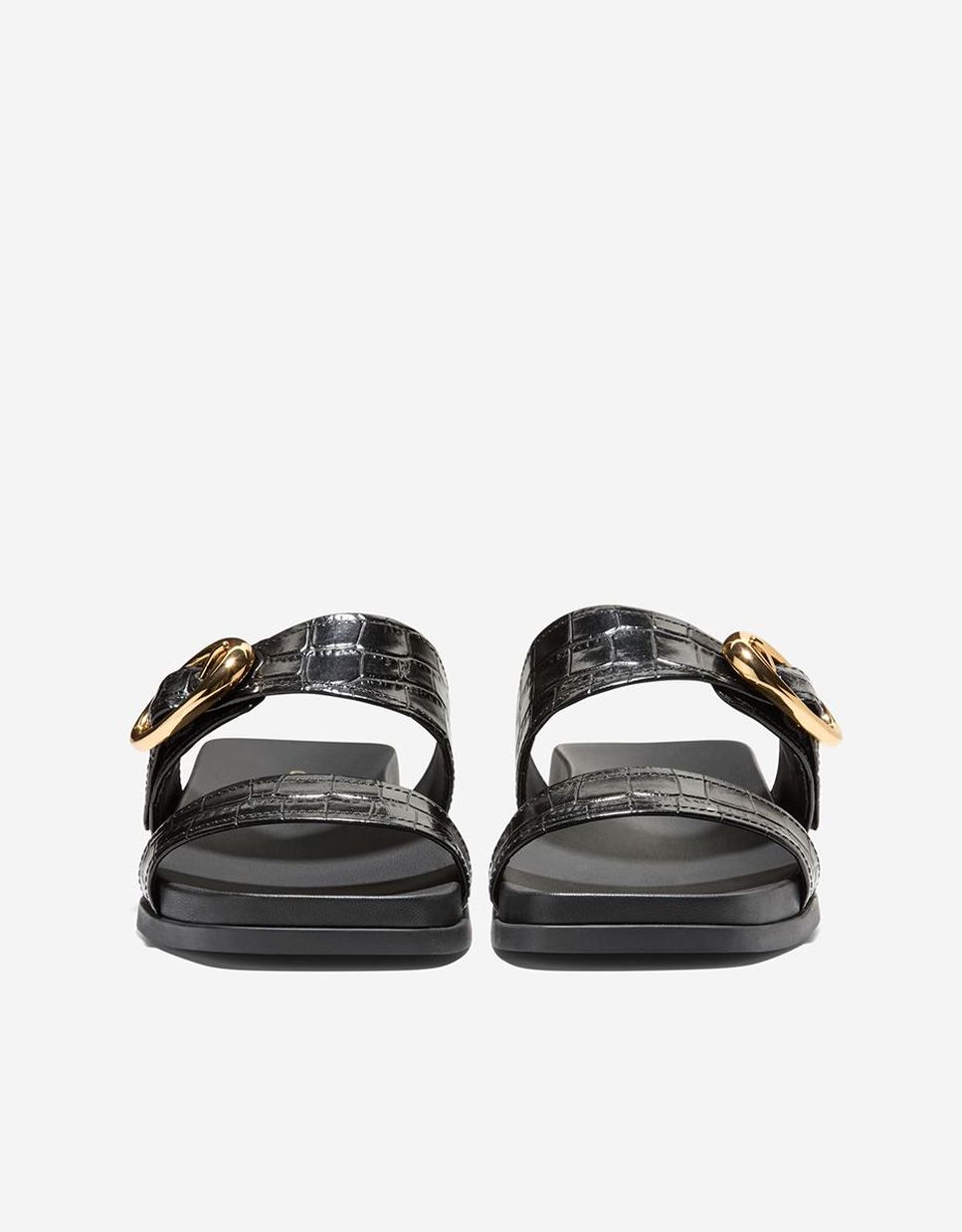 Sandálias Rasas Confecionadas em Pele Preto-2