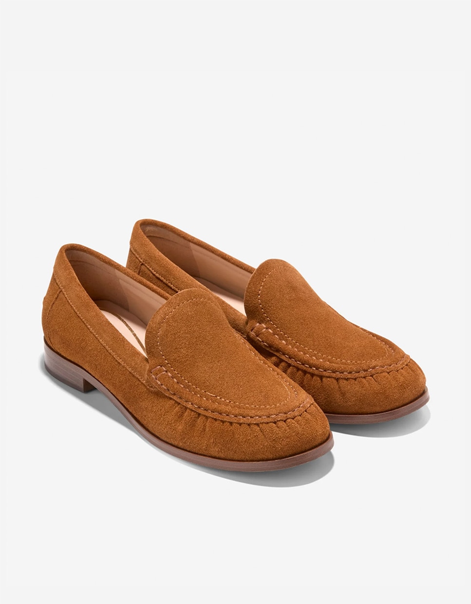 Mocassins Rasos Confecionados em Pele Castanho-4