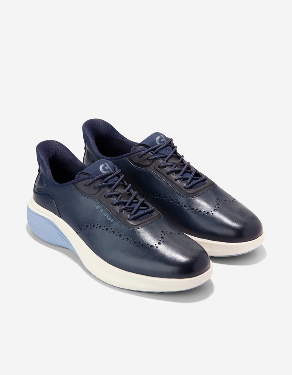 Sapatos Oxford em Pele com Tecnologia Quick-on para Um Calce Fácil Azul-4
