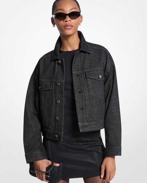 Imagem 0 de Blusão Jeans de Algodão com Tachas