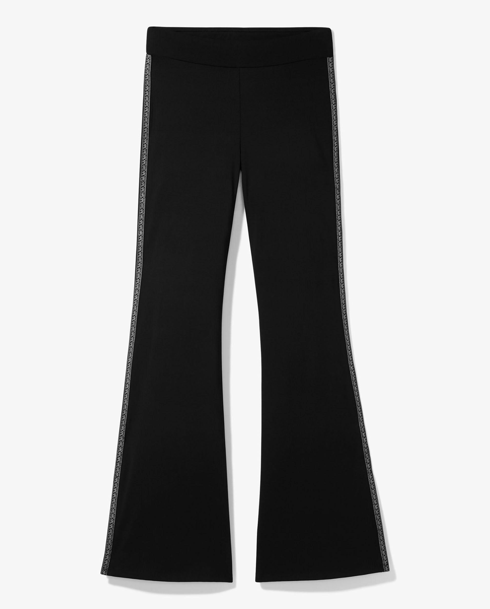 Leggings À Boca de Sino de Nylon Elástico Preto-3
