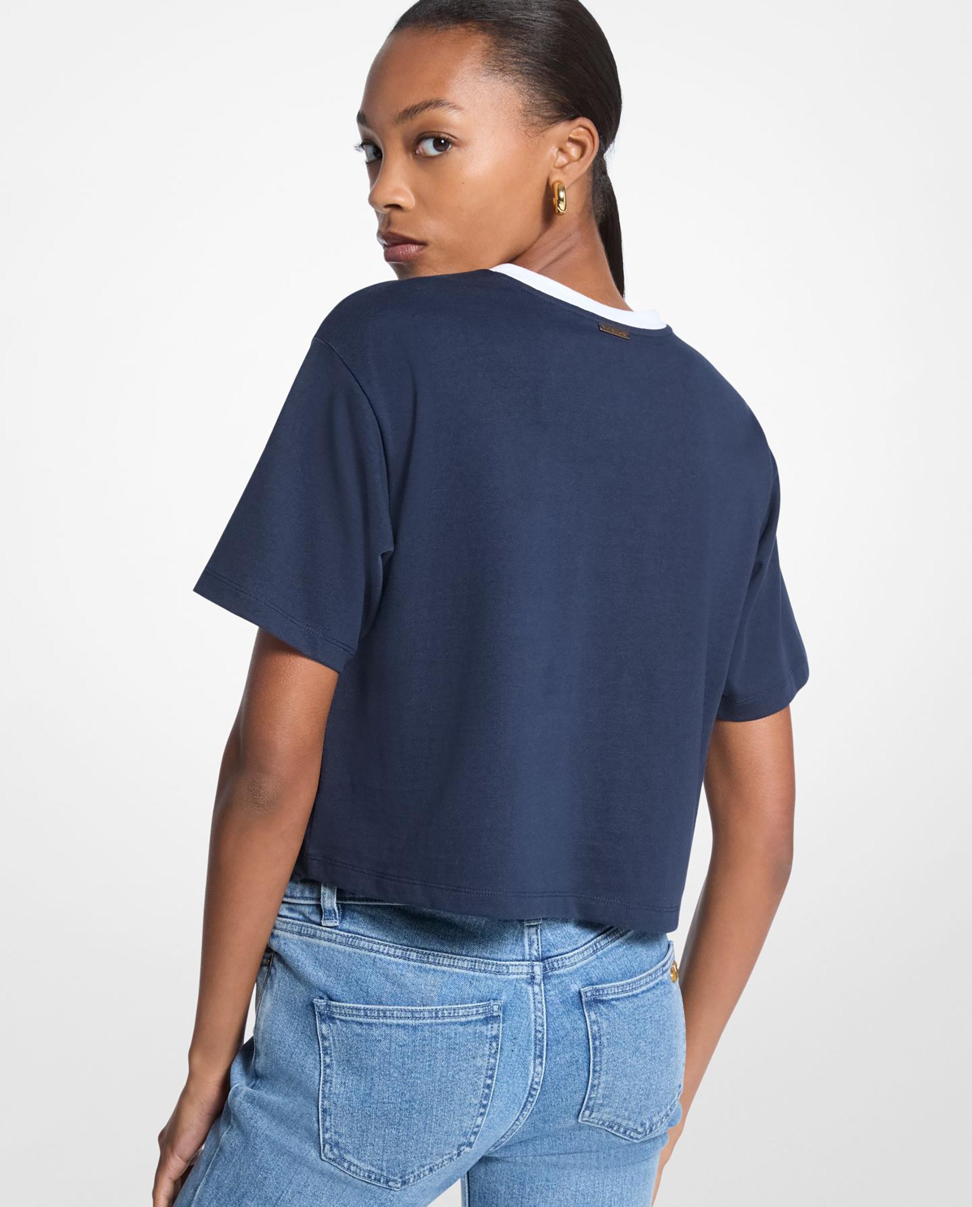 T-shirt de Algodão com Logotipo Azul-marinho-2