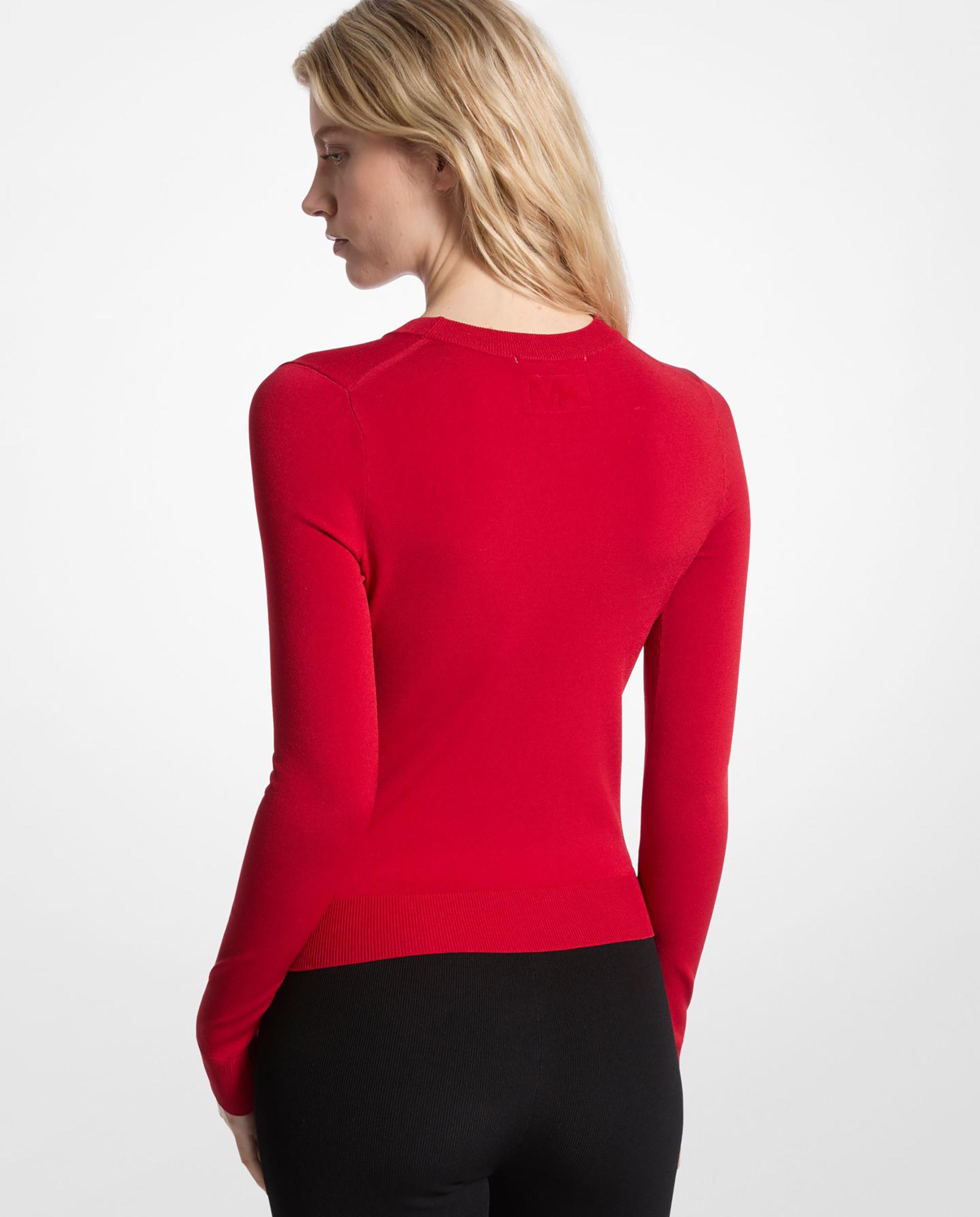 Camisola de Malha com Gola Redonda Vermelho-2