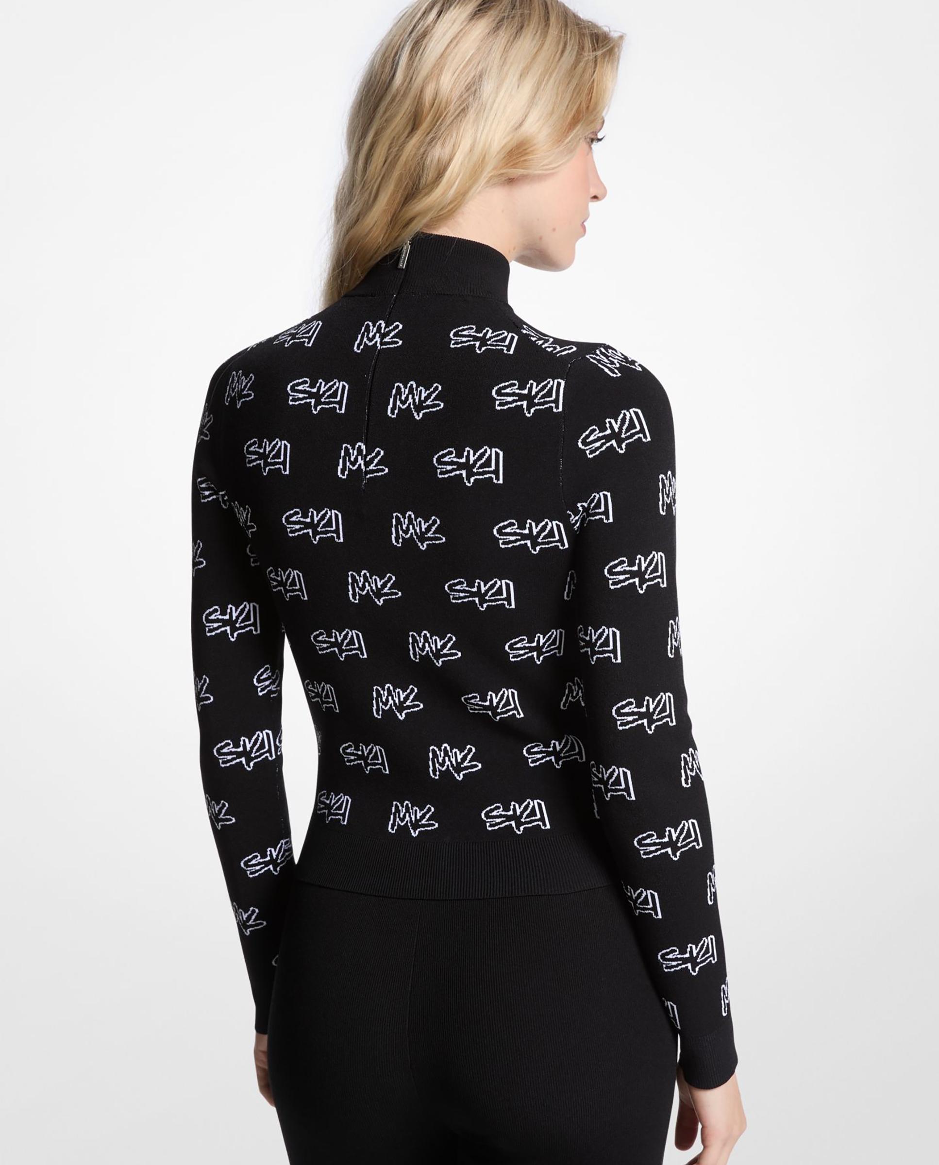 Camisola com Logotipos e Gola Alta Preto-2