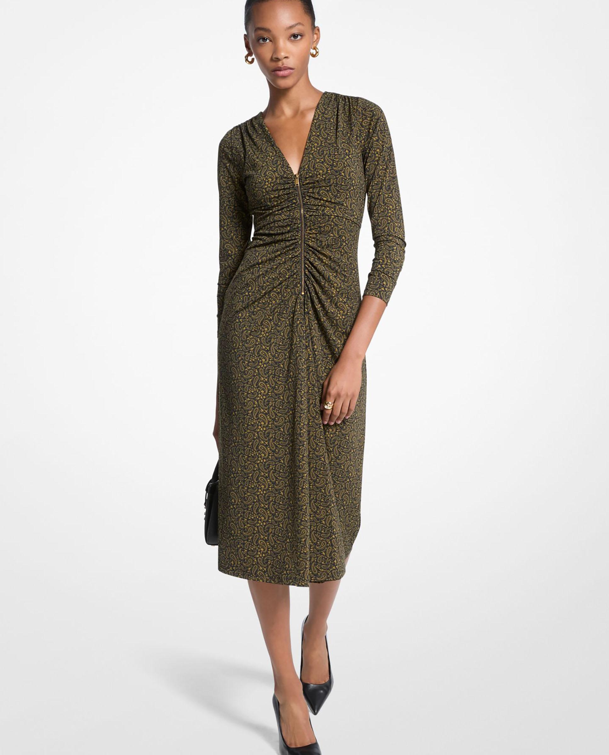 Imagem 0 de Vestido Midi de Malha Elástica com Estampado