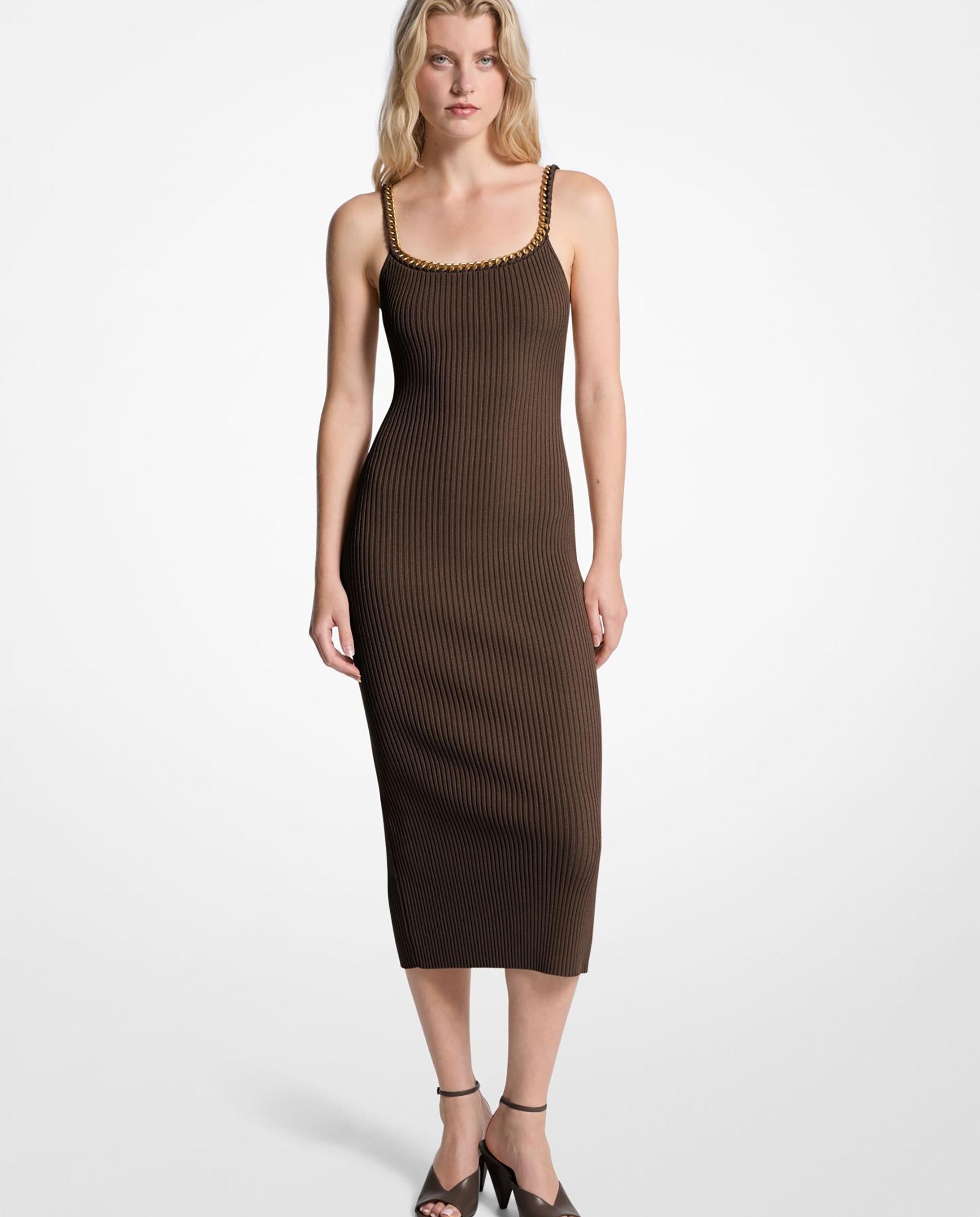 Imagem 0 de Vestido Midi de Alças em Malha Canelada