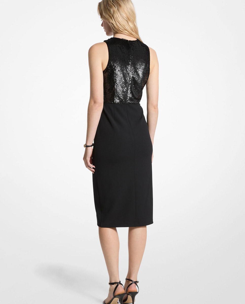 Vestido Midi com Gola Halter e Lantejoulas Preto-2