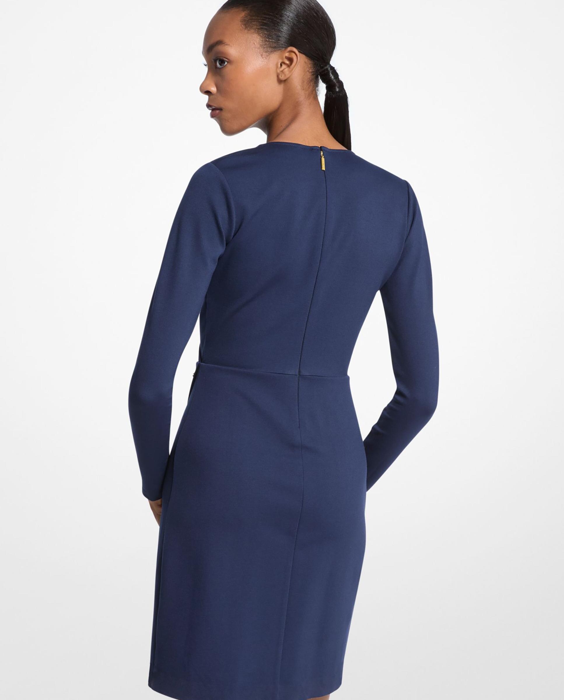 Vestido Curto de Manga Comprida com Tachas Azul-marinho-2