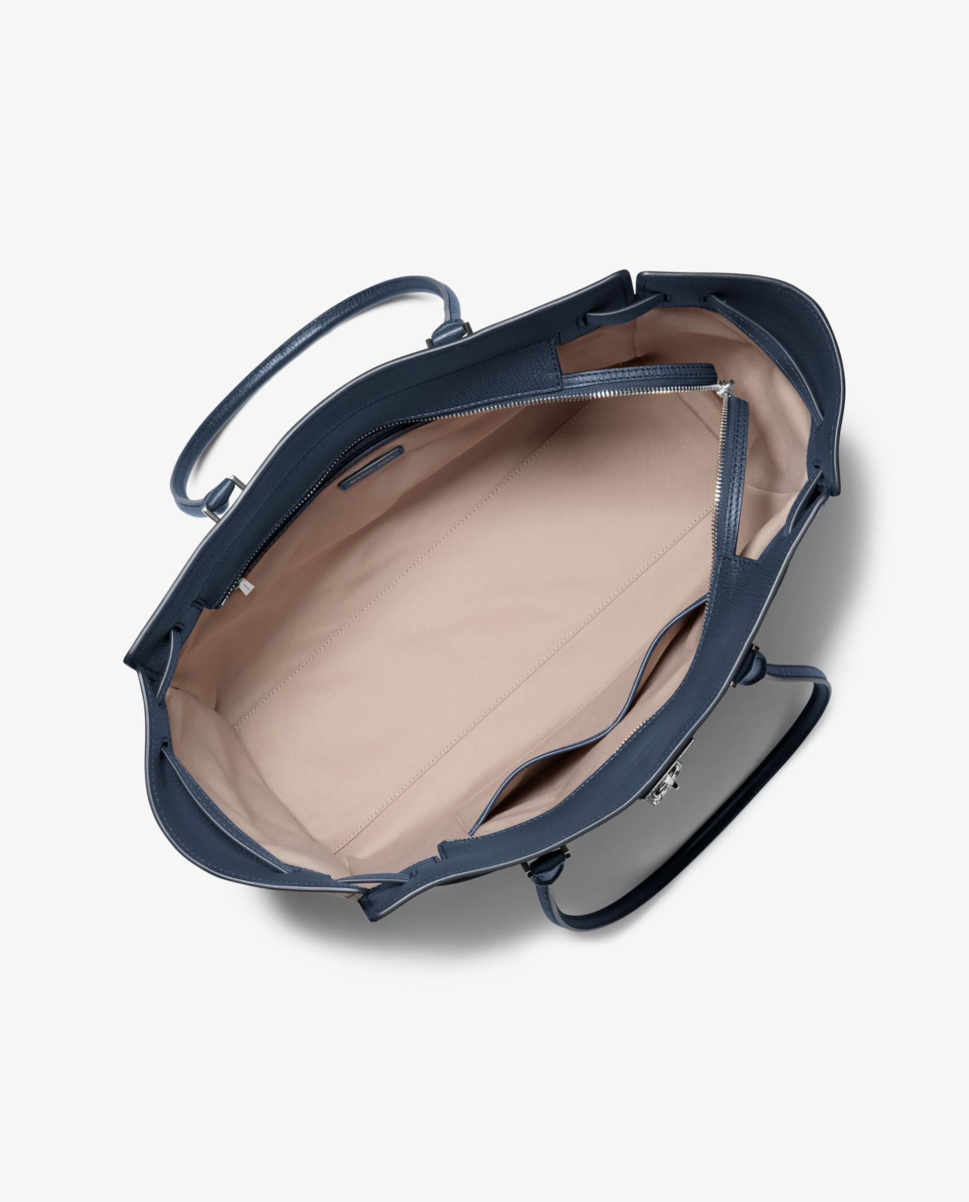 Mala Shopper Tote Hamilton Moderne Grande de Pele Azul-marinho-2