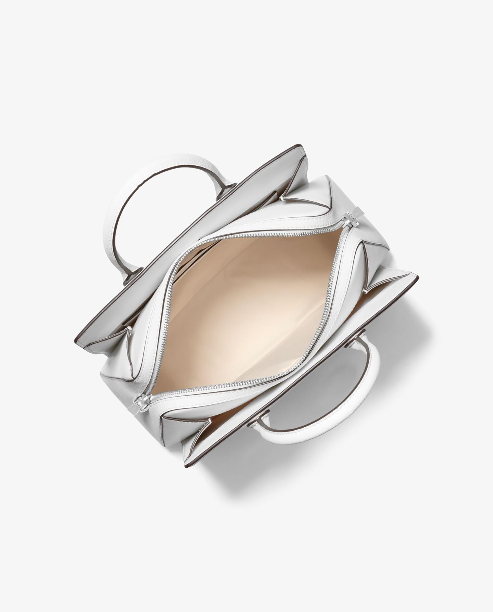 Mala a Tiracolo Satchel Laila Média com Logotipo em Relevo Branco-2