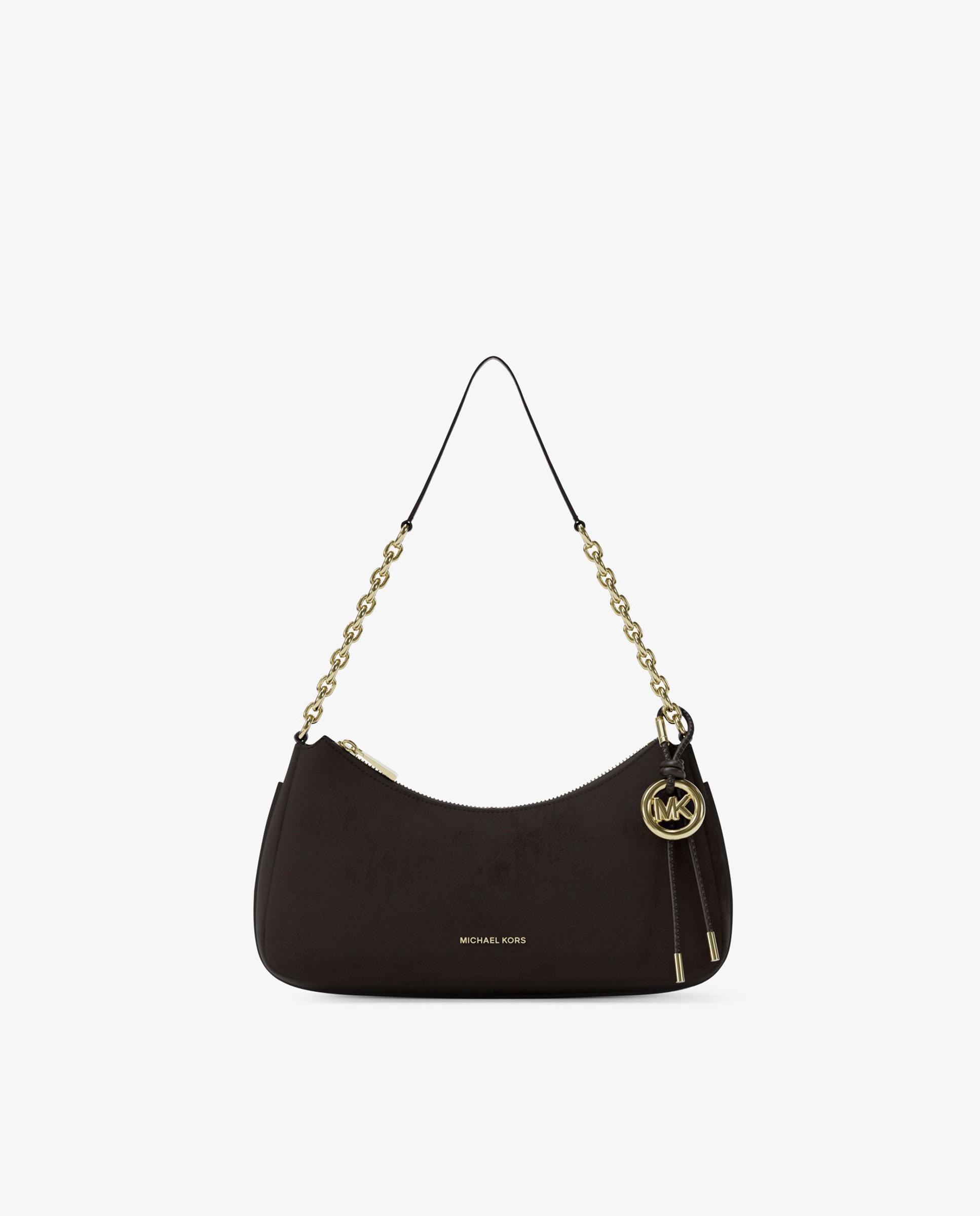 Mala de Ombro Pochette Nolita Média de Nobuck com Corrente Castanho-chocolate-1