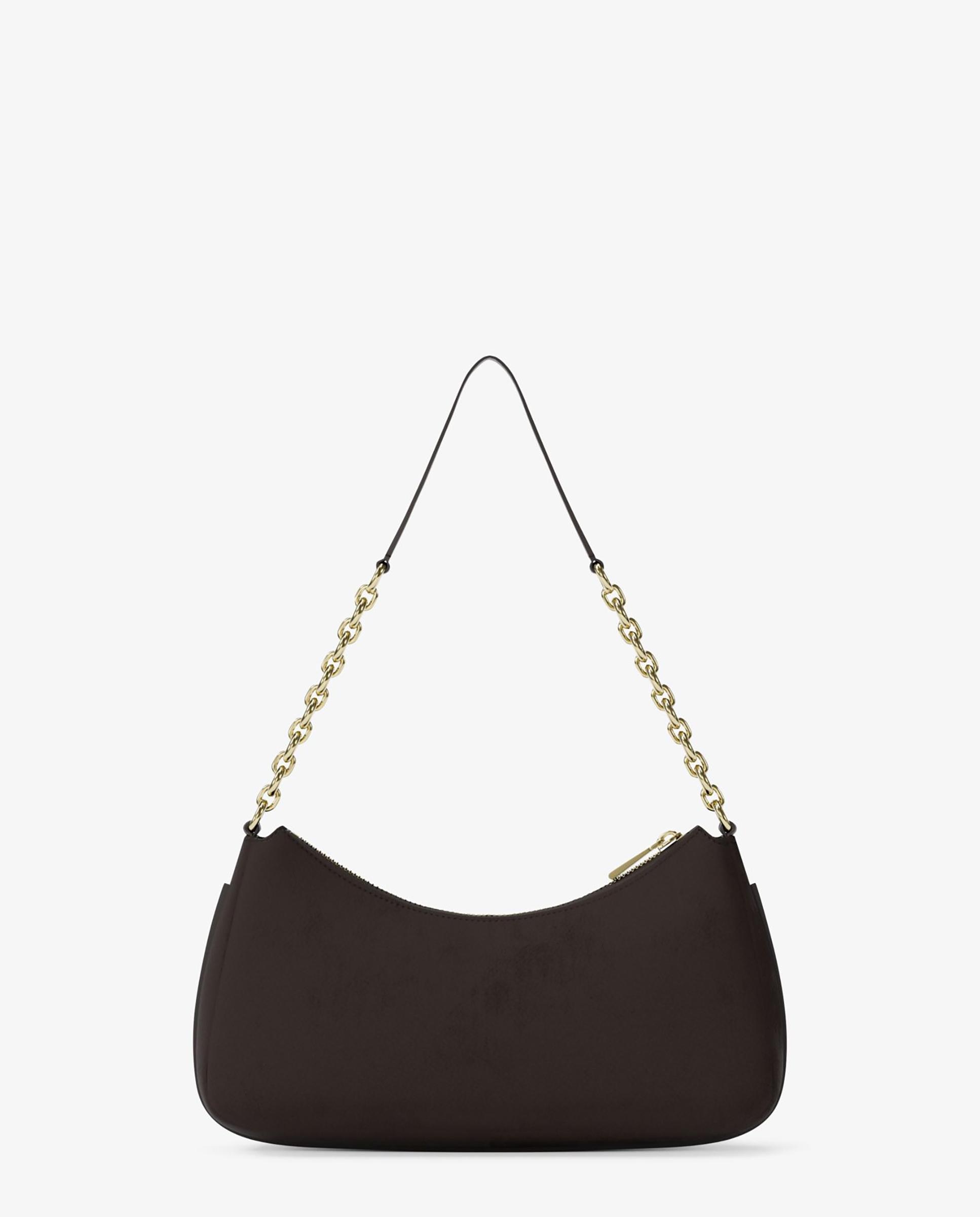 Mala de Ombro Pochette Nolita Média de Nobuck com Corrente Castanho-chocolate-3